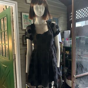 Topshop Black Sheer Dress with Polka Dots